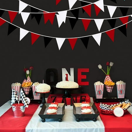 10M/32Ft Red Black White Banner Graduation Party Decorations Triangle Flag Fabric Banner Pennant Garland Bunting for Wedding Birthday Pirate Casino Mickey Mouse Ladybug Theme Hanging Festivals Decor 10M/32Ft Red Black White Banner Graduation Party Decorations Triangle Flag Fabric Banner Pennant Garland Bunting for Wedding Birthday Pirate Casino Mickey Mouse Ladybug Theme Hanging Festivals Decor
